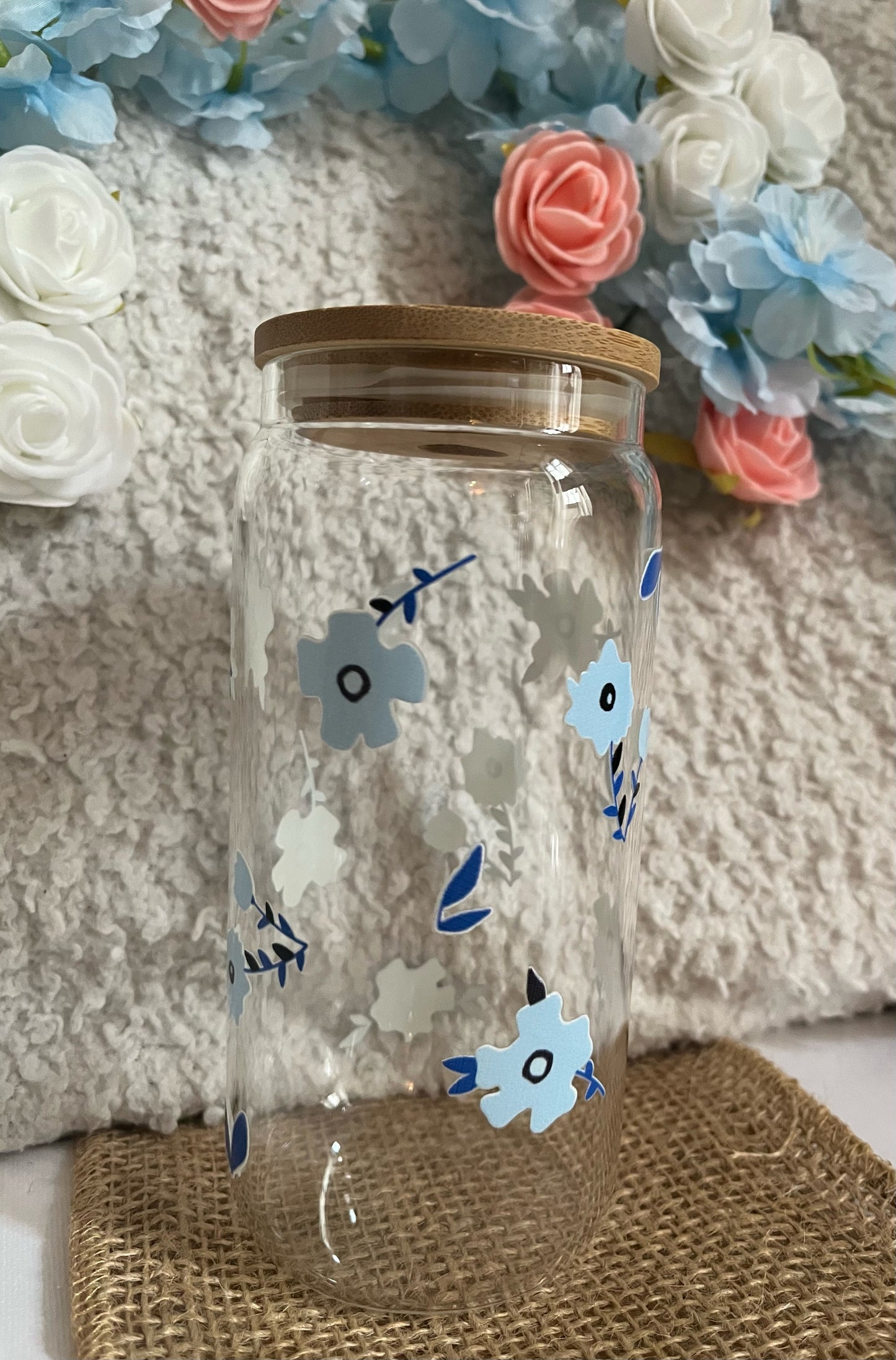 Verre 550ml / Fleurs bleues