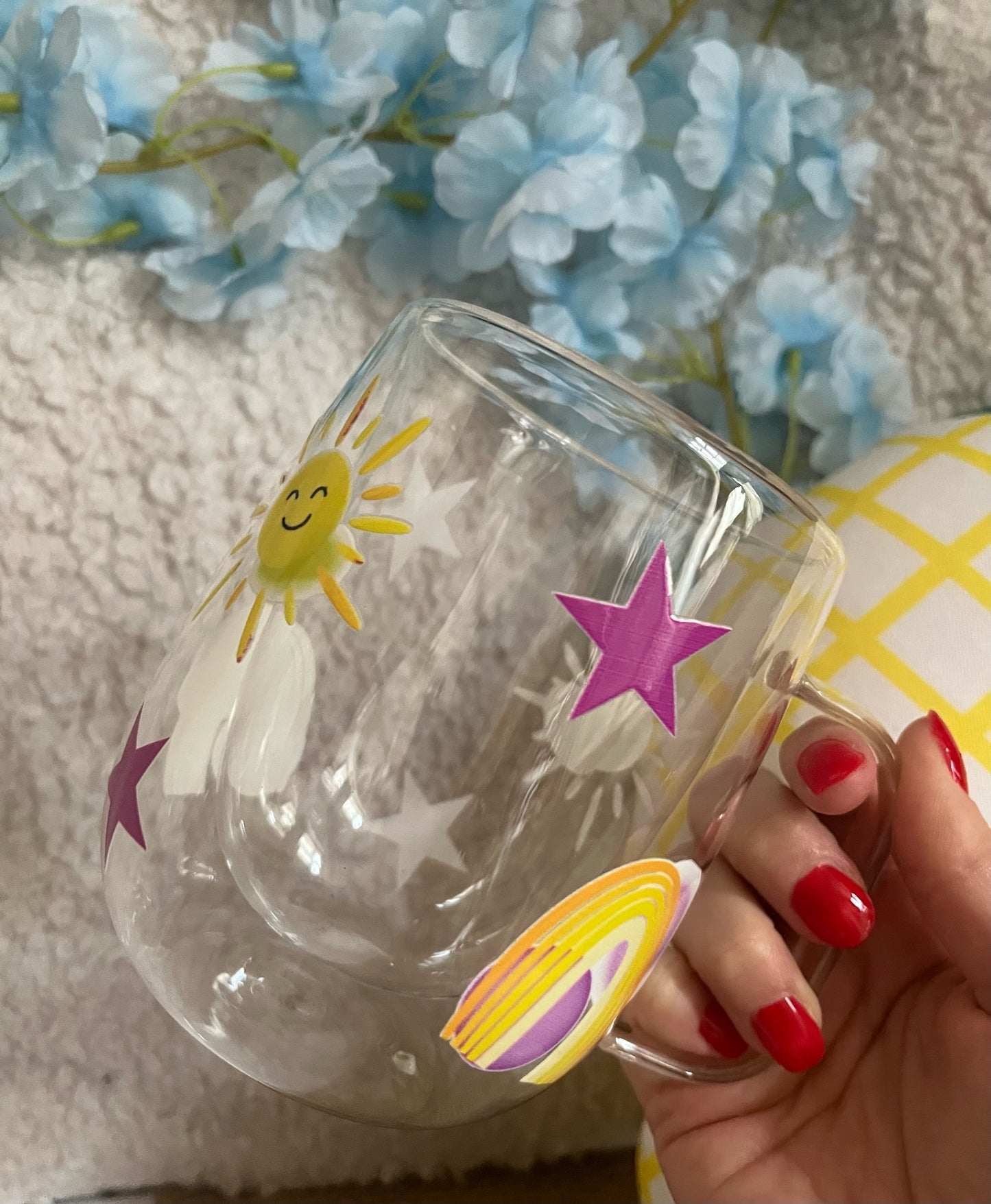 Tasse à double paroi 350ml / Soleil, arcs-en-ciel et étoiles