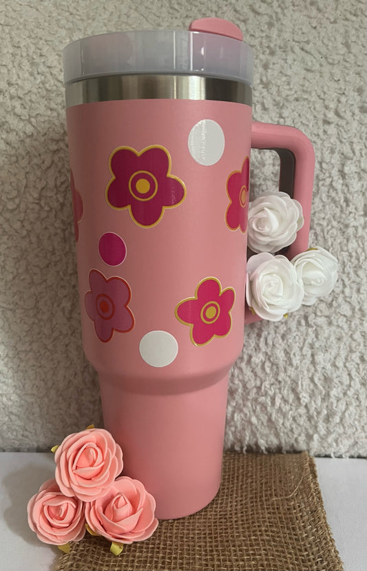Tumbler 40oz / Rose / Fleurs roses