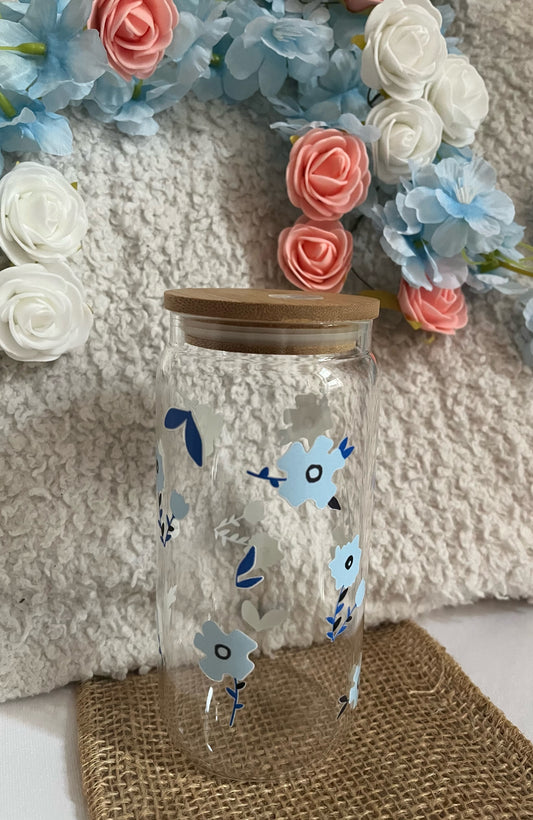 Verre 550ml / Fleurs bleues